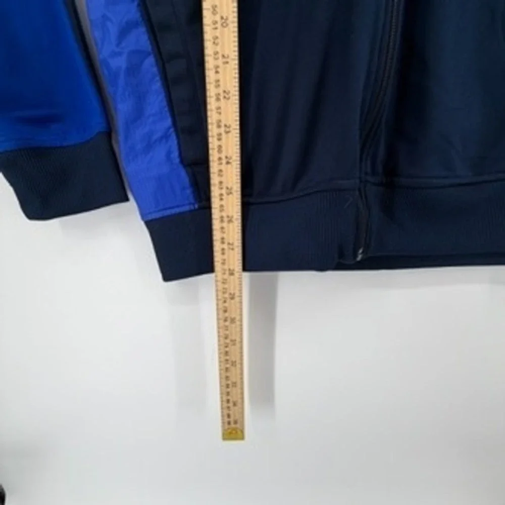Adidas Mens Track Jacket Navy Royal Blue Full Zip 3-Stripes Medium Sportswear‎